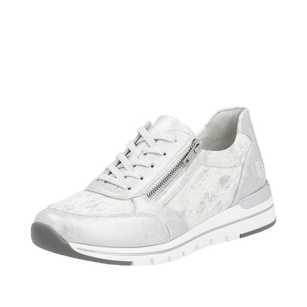 Remonte R6700-91 Ladies Silver Textile Zip & Lace Shoes-elevate your sole