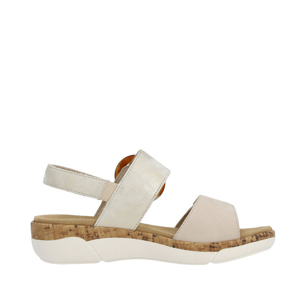 Remonte R6853-61 Ladies Taupe Leather Touch Fastening Sandals-elevate your sole