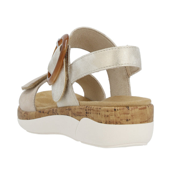 Remonte R6853-61 Ladies Taupe Leather Touch Fastening Sandals-elevate your sole