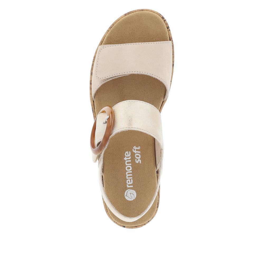 Remonte R6853-61 Ladies Taupe Leather Touch Fastening Sandals-elevate your sole