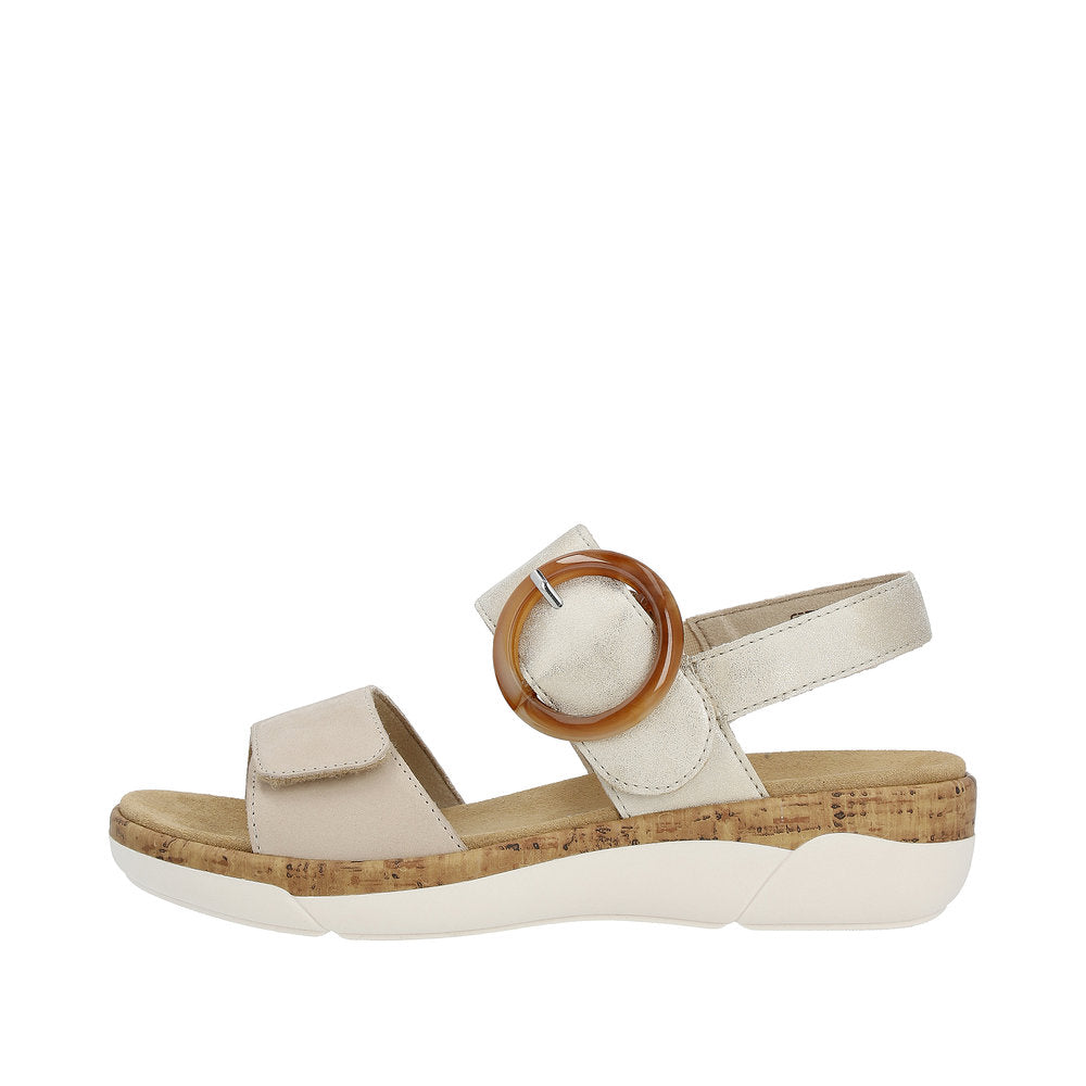 Remonte R6853-61 Ladies Taupe Leather Touch Fastening Sandals-elevate your sole