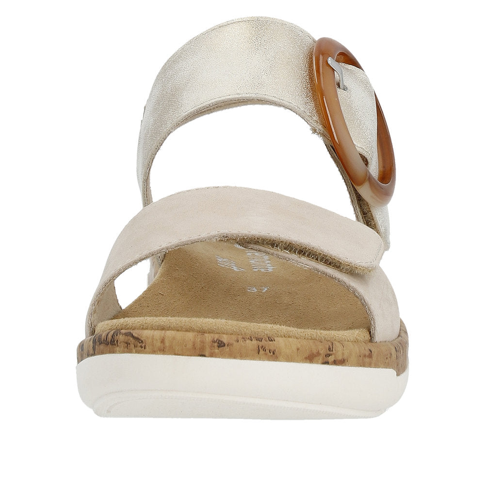 Remonte R6853-61 Ladies Taupe Leather Touch Fastening Sandals-elevate your sole
