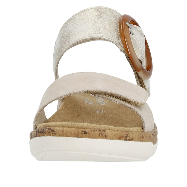 Remonte R6853-61 Ladies Taupe Leather Touch Fastening Sandals-elevate your sole
