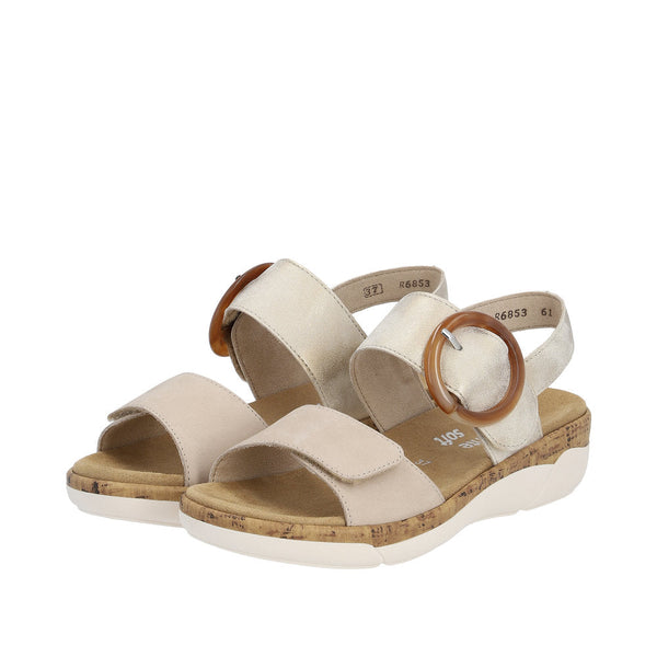 Remonte R6853-61 Ladies Taupe Leather Touch Fastening Sandals-elevate your sole
