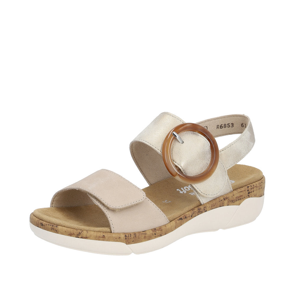 Remonte R6853-61 Ladies Taupe Leather Touch Fastening Sandals-elevate your sole