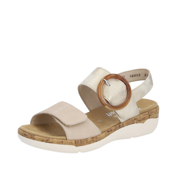 Remonte R6853-61 Ladies Taupe Leather Touch Fastening Sandals-elevate your sole