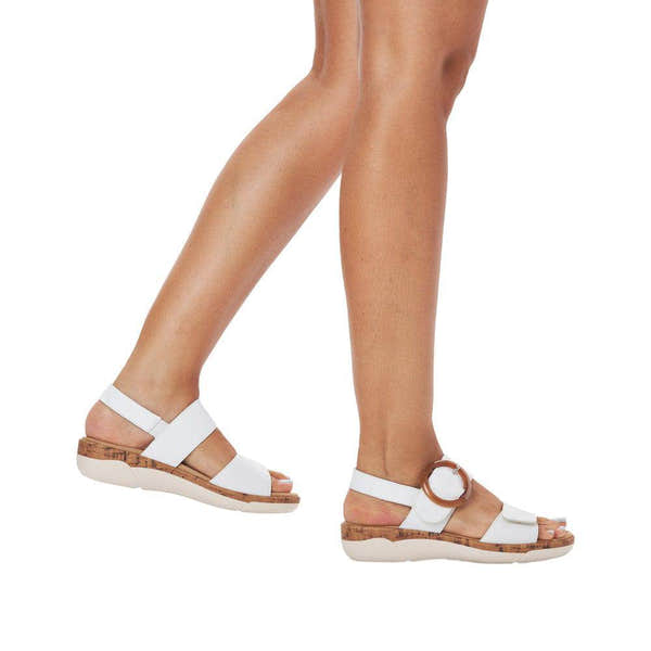 Remonte R6853-80 Ladies White Leather & Textile Touch Fastening Sandals-elevate your sole