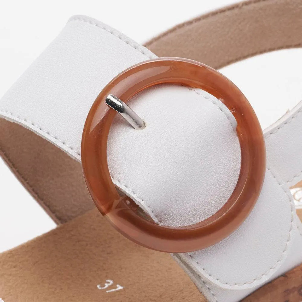 Remonte R6853-80 Ladies White Leather & Textile Touch Fastening Sandals-elevate your sole