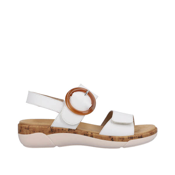 Remonte R6853-80 Ladies White Leather & Textile Touch Fastening Sandals-elevate your sole