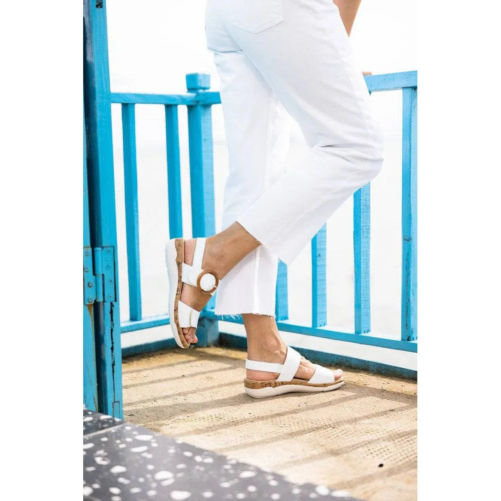 Remonte R6853-80 Ladies White Leather & Textile Touch Fastening Sandals-elevate your sole