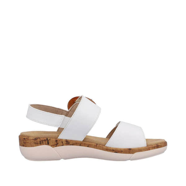 Remonte R6853-80 Ladies White Leather & Textile Touch Fastening Sandals-elevate your sole