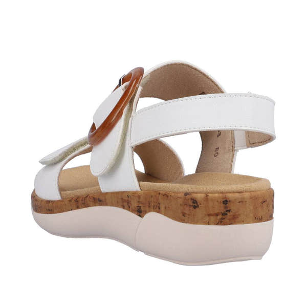 Remonte R6853-80 Ladies White Leather & Textile Touch Fastening Sandals-elevate your sole