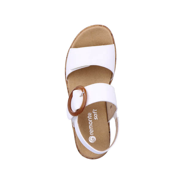 Remonte R6853-80 Ladies White Leather & Textile Touch Fastening Sandals-elevate your sole