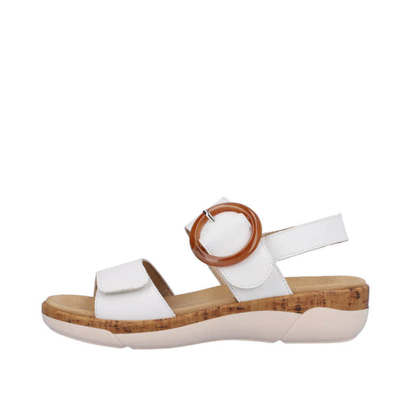 Remonte R6853-80 Ladies White Leather & Textile Touch Fastening Sandals-elevate your sole