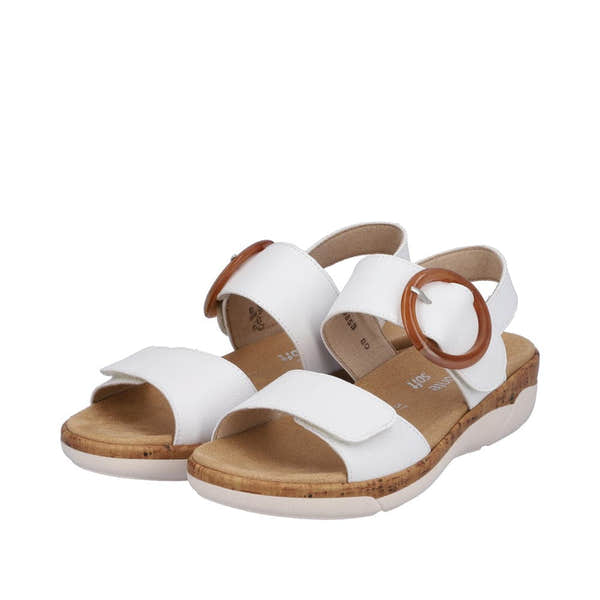 Remonte R6853-80 Ladies White Leather & Textile Touch Fastening Sandals-elevate your sole