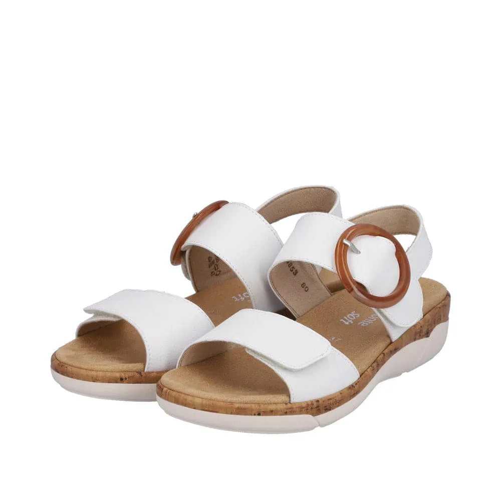 Remonte R6853-80 Ladies White Leather & Textile Touch Fastening Sandals-elevate your sole