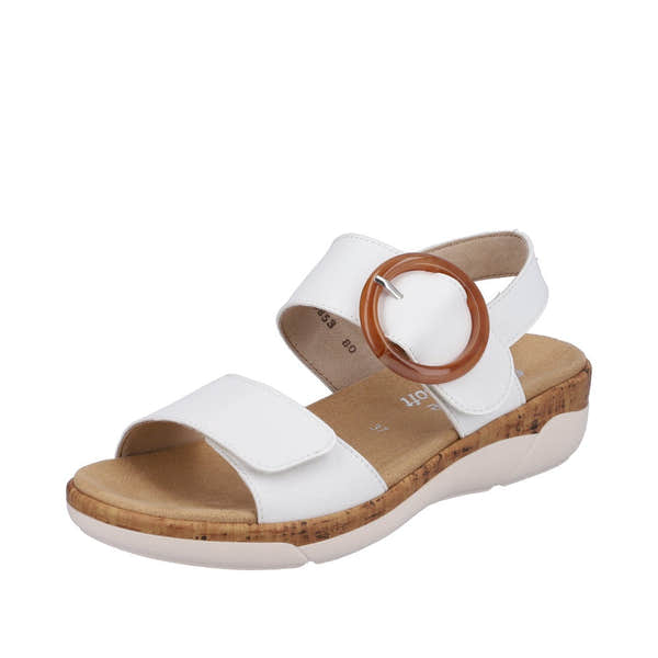 Remonte R6853-80 Ladies White Leather & Textile Touch Fastening Sandals-elevate your sole