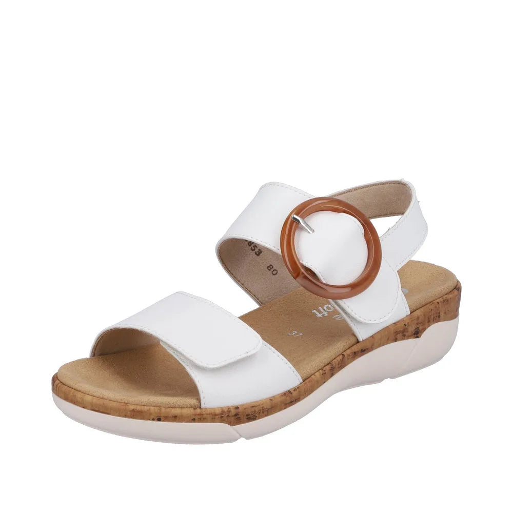 Remonte R6853-80 Ladies White Leather & Textile Touch Fastening Sandals-elevate your sole