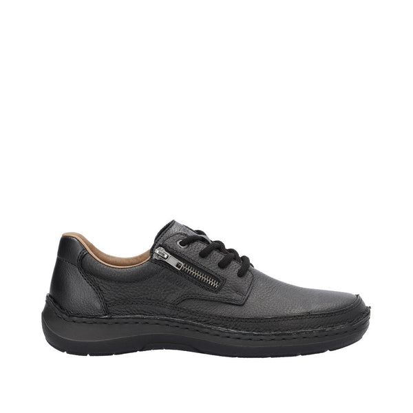 Rieker 03002-00 Sergio Mens Wider Fitting Black Leather Zip & Lace Shoes-elevate your sole