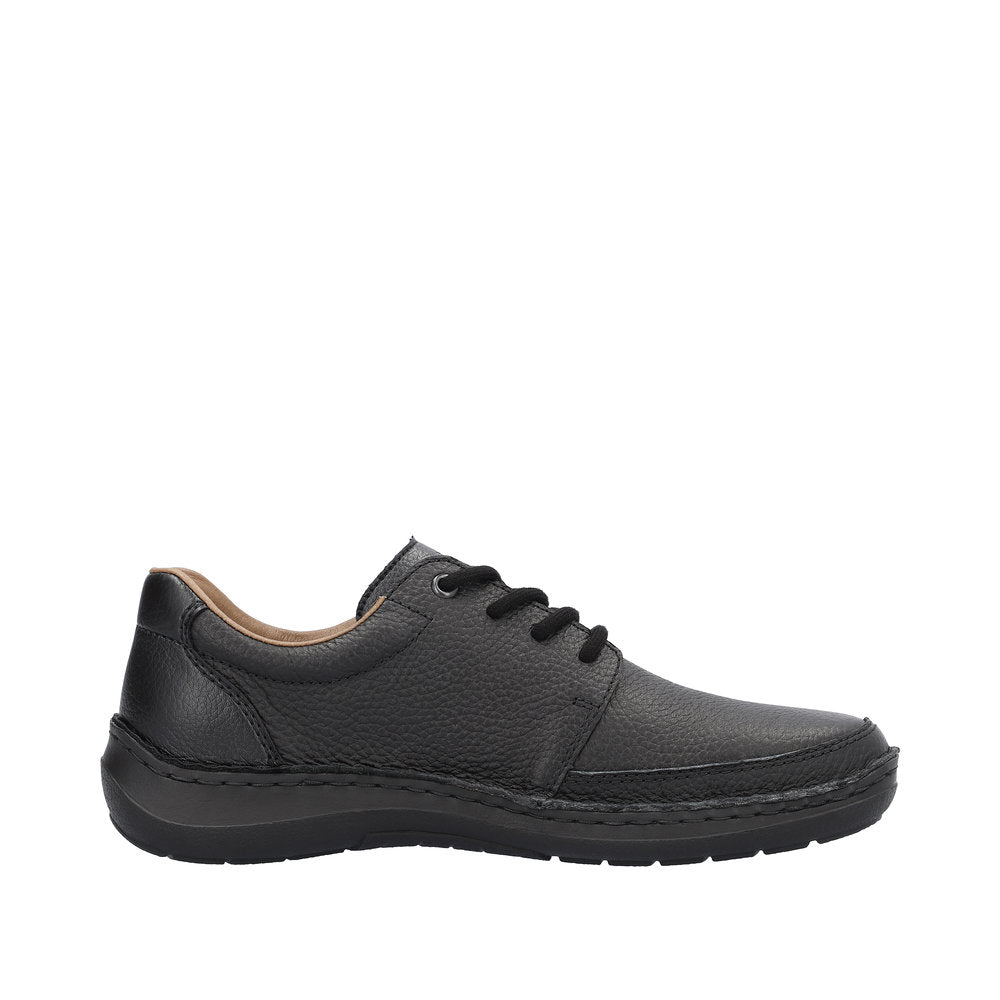 Rieker 03002-00 Sergio Mens Wider Fitting Black Leather Zip & Lace Shoes-elevate your sole