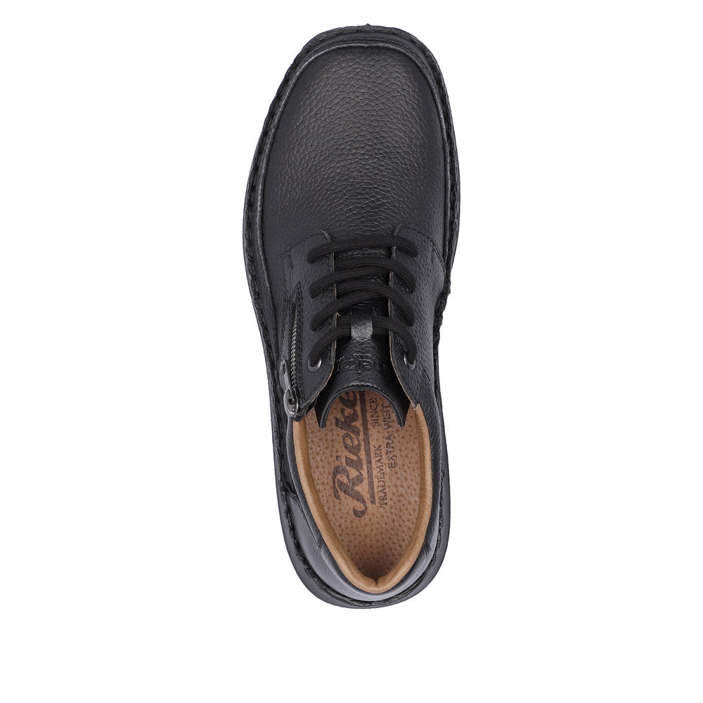 Rieker 03002-00 Sergio Mens Wider Fitting Black Leather Zip & Lace Shoes-elevate your sole