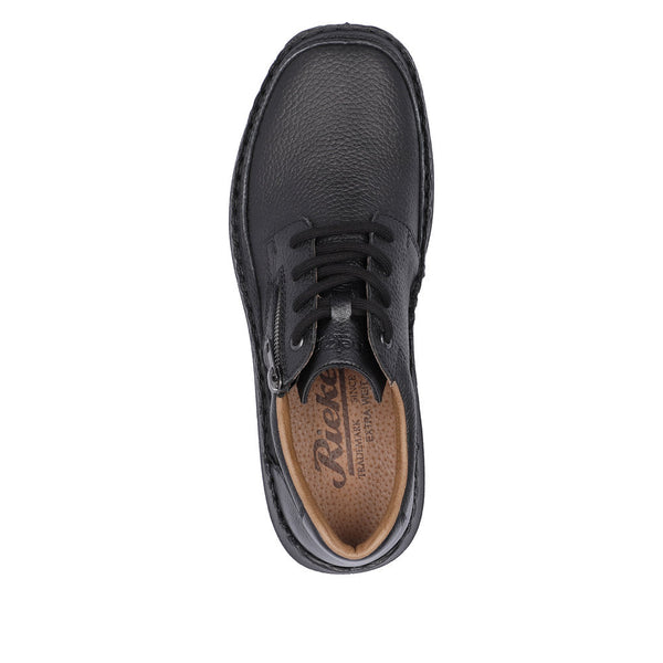 Rieker 03002-00 Sergio Mens Wider Fitting Black Leather Zip & Lace Shoes-elevate your sole