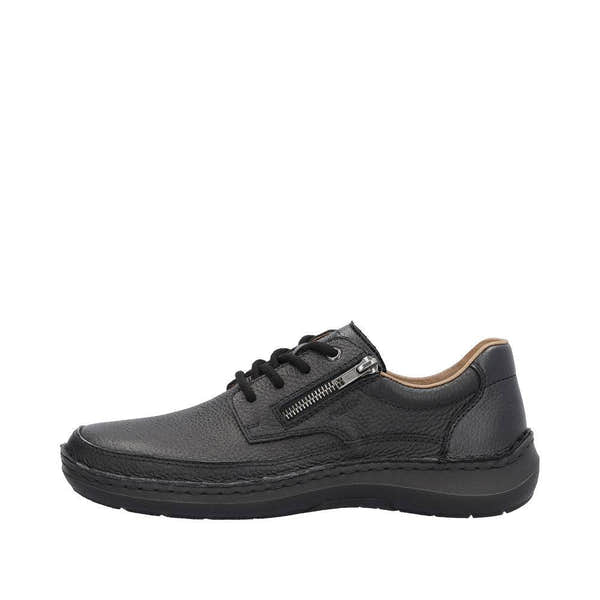 Rieker 03002-00 Sergio Mens Wider Fitting Black Leather Zip & Lace Shoes-elevate your sole