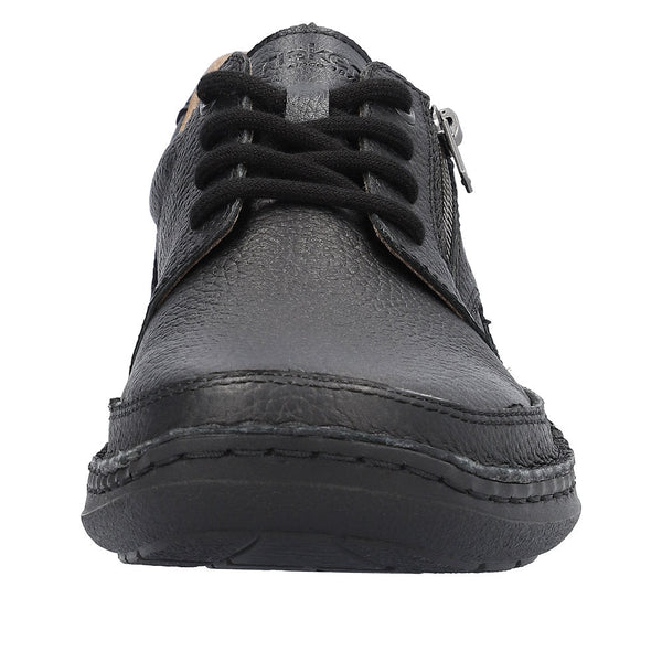 Rieker 03002-00 Sergio Mens Wider Fitting Black Leather Zip & Lace Shoes-elevate your sole