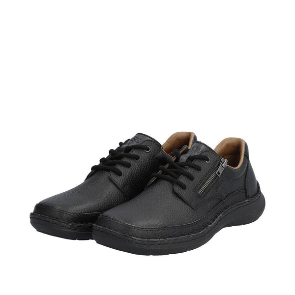 Rieker 03002-00 Sergio Mens Wider Fitting Black Leather Zip & Lace Shoes-elevate your sole