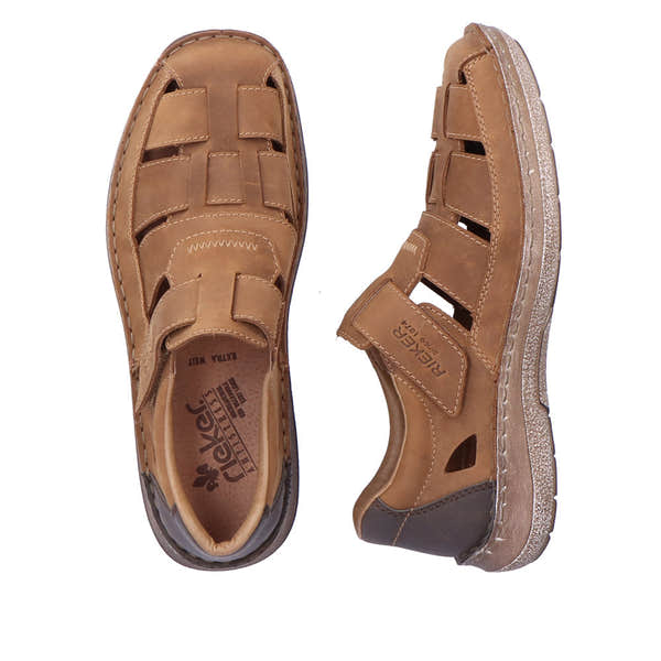 Rieker 03078-25 Mens Brown Leather Touch Fastening Sandals-elevate your sole