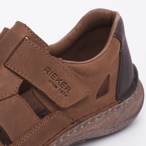 Rieker 03078-25 Mens Brown Leather Touch Fastening Sandals-elevate your sole
