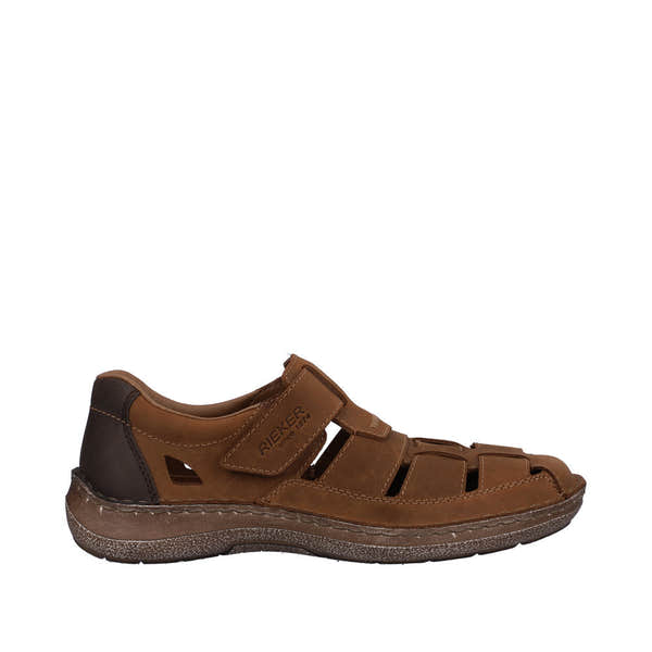 Rieker 03078-25 Mens Brown Leather Touch Fastening Sandals-elevate your sole