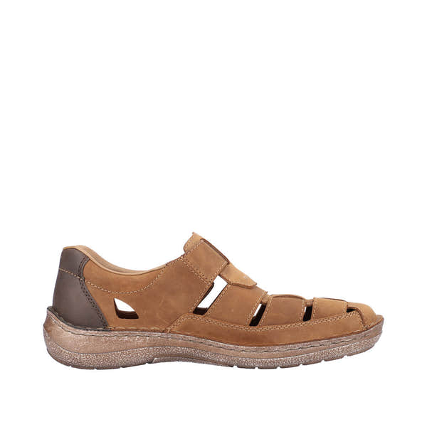 Rieker 03078-25 Mens Brown Leather Touch Fastening Sandals-elevate your sole
