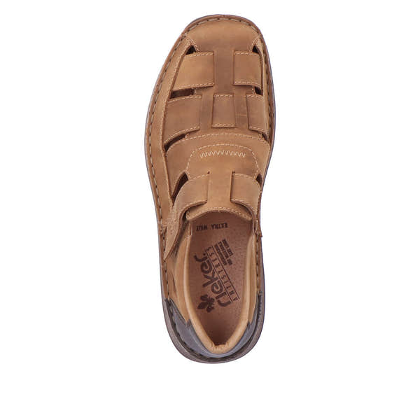 Rieker 03078-25 Mens Brown Leather Touch Fastening Sandals-elevate your sole
