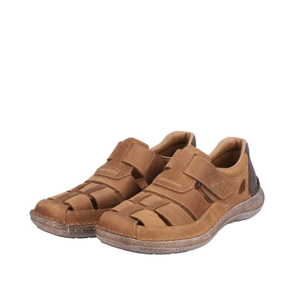 Rieker 03078-25 Mens Brown Leather Touch Fastening Sandals-elevate your sole