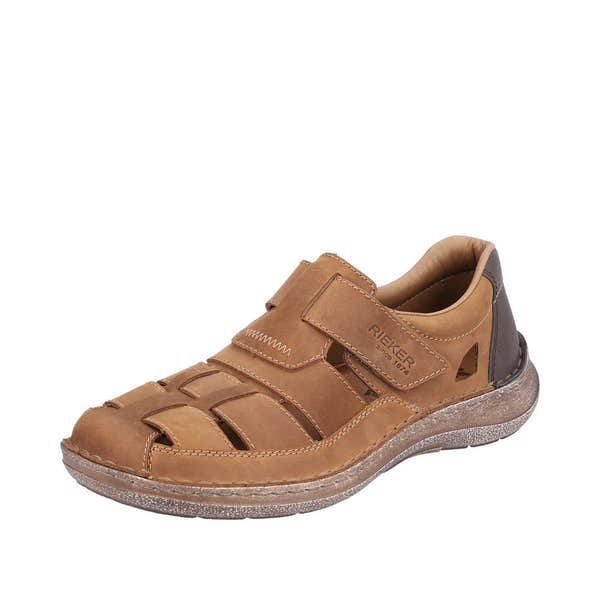 Rieker 03078-25 Mens Brown Leather Touch Fastening Sandals-elevate your sole