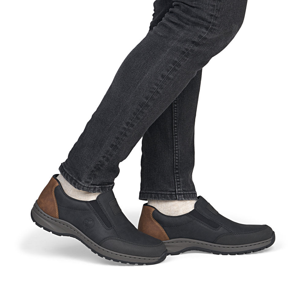 Rieker 03354-06 Mens Wide Black Elasticated Shoes