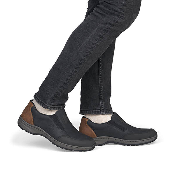 Rieker 03354-06 Mens Wide Black Elasticated Shoes