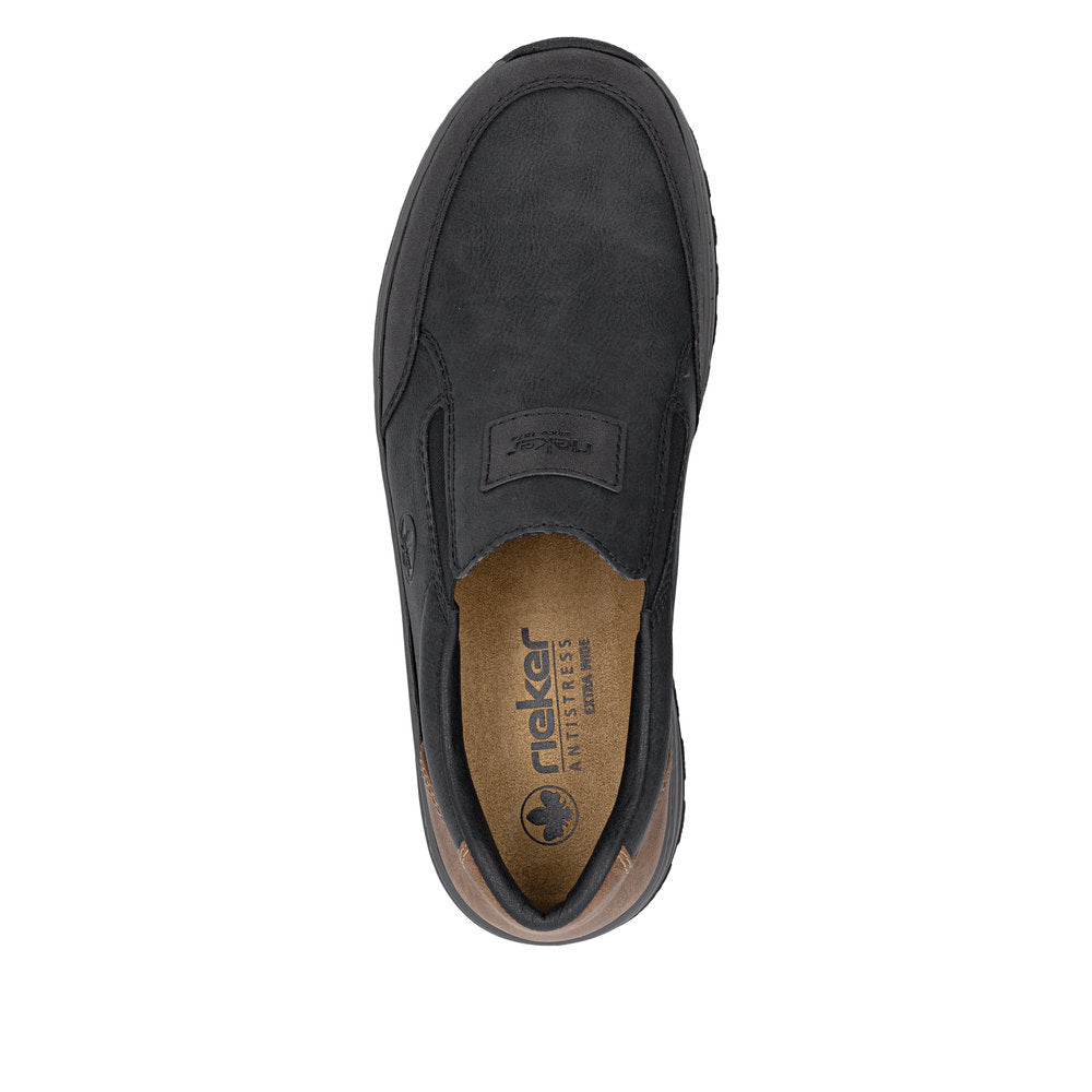 Rieker 03354-06 Mens Wide Black Elasticated Shoes