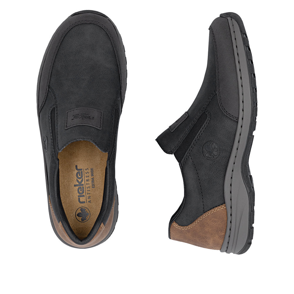 Rieker 03354-06 Mens Wide Black Elasticated Shoes