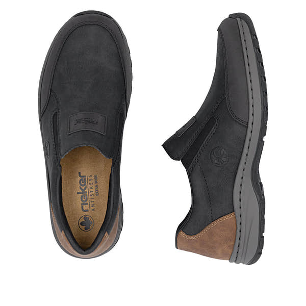 Rieker 03354-06 Mens Wide Black Elasticated Shoes
