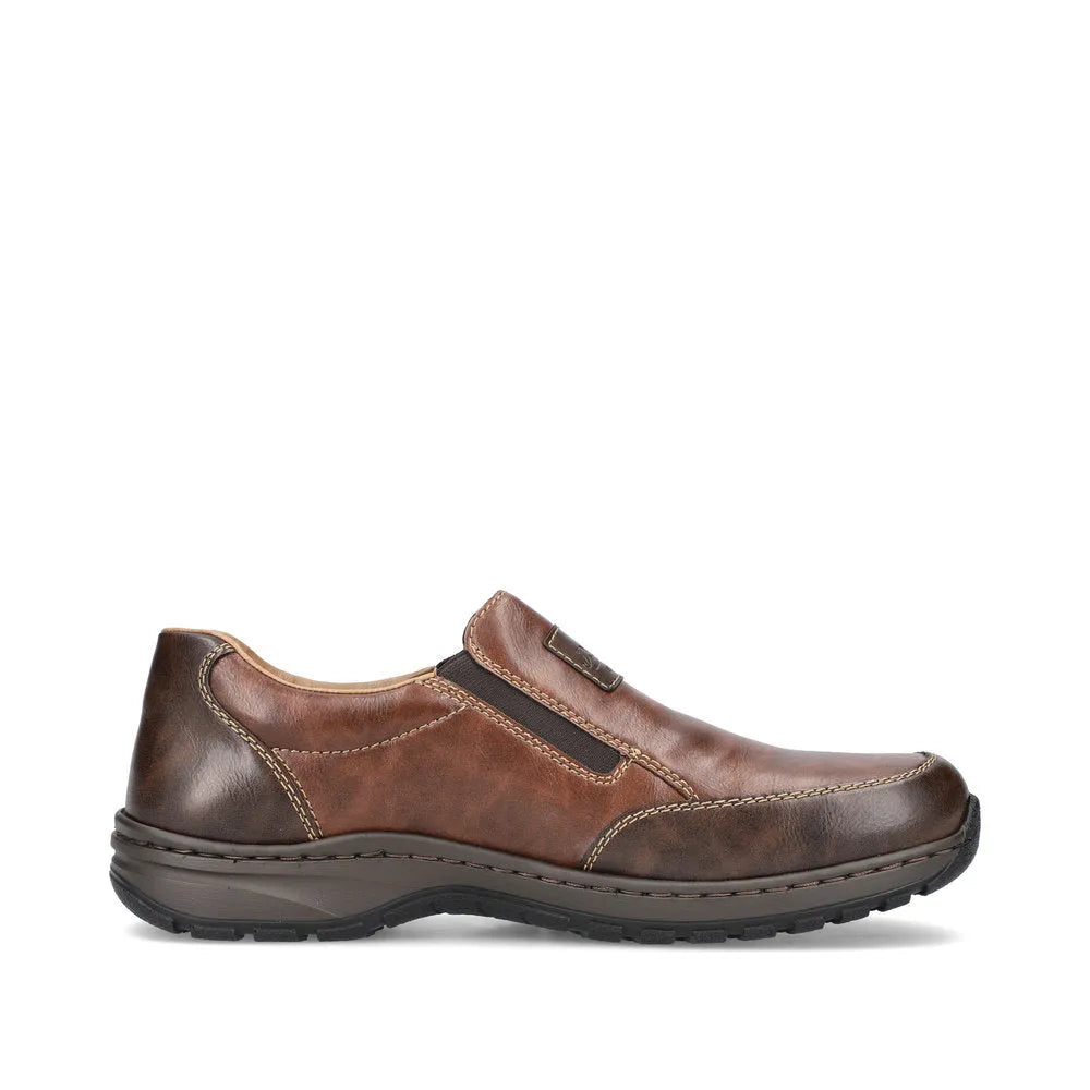 Rieker 03354-26 Mens Brown Leather Slip On Shoes-elevate your sole