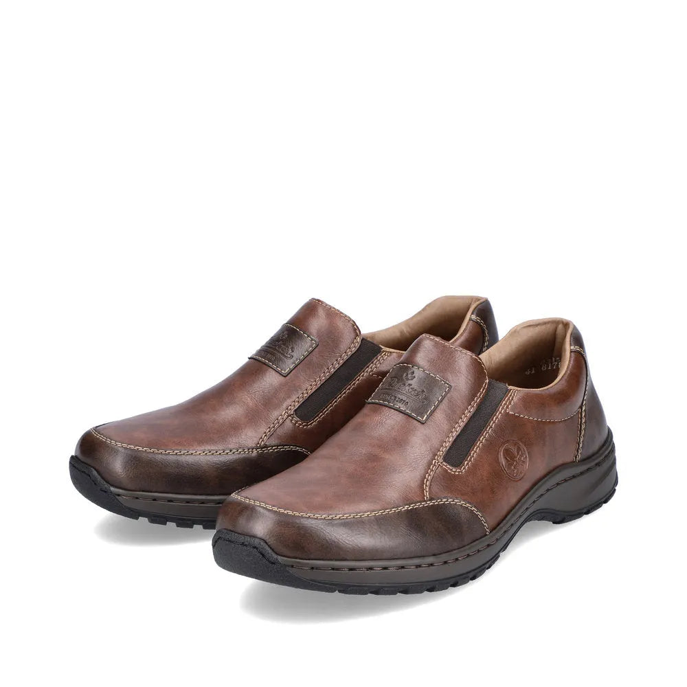 Rieker 03354-26 Mens Brown Leather Slip On Shoes-elevate your sole