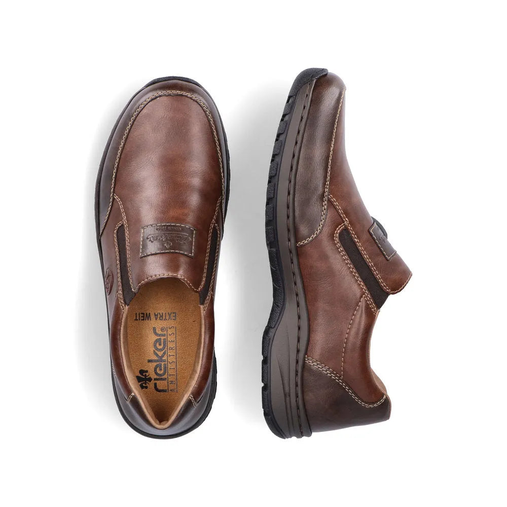 Rieker 03354-26 Mens Brown Leather Slip On Shoes-elevate your sole