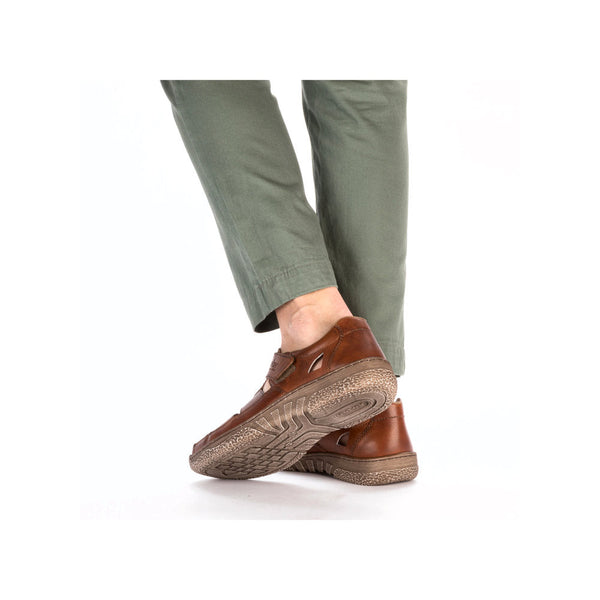Rieker 03578-24 Mens Cognac Leather Touch Fastening Sandals-elevate your sole