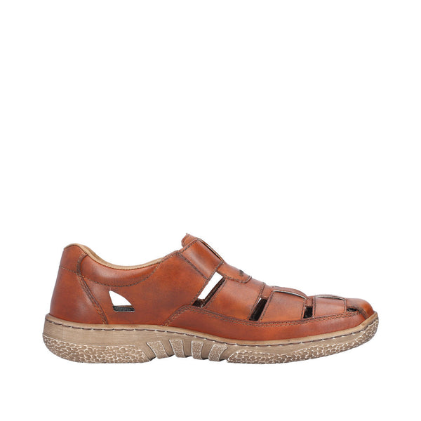 Rieker 03578-24 Mens Cognac Leather Touch Fastening Sandals-elevate your sole