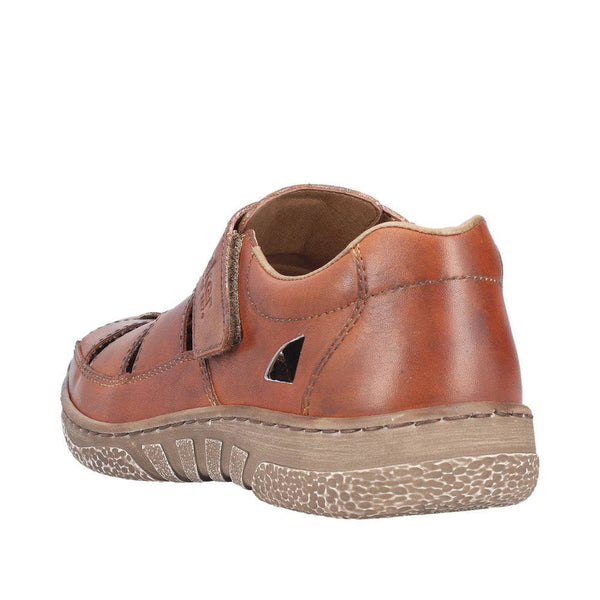 Rieker 03578-24 Mens Cognac Leather Touch Fastening Sandals-elevate your sole