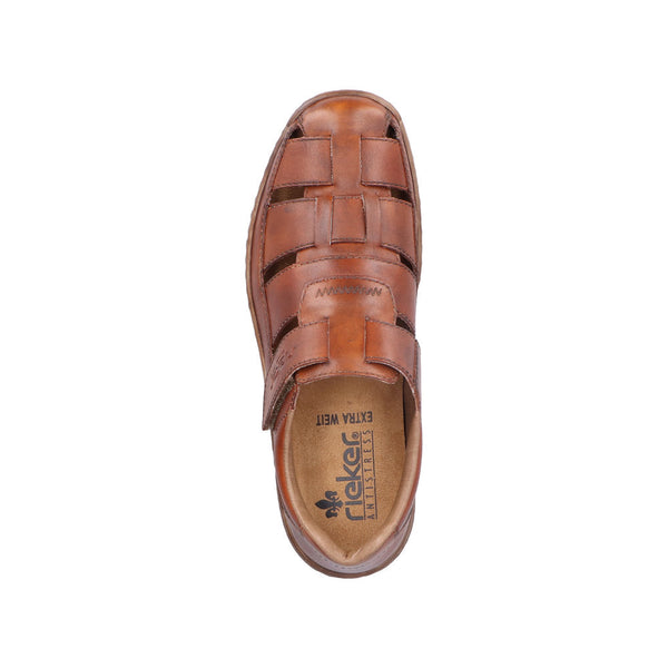 Rieker 03578-24 Mens Cognac Leather Touch Fastening Sandals-elevate your sole