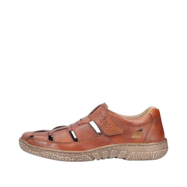 Rieker 03578-24 Mens Cognac Leather Touch Fastening Sandals-elevate your sole