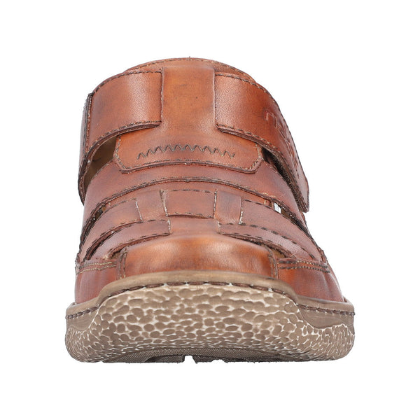 Rieker 03578-24 Mens Cognac Leather Touch Fastening Sandals-elevate your sole